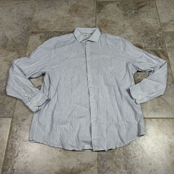 Murano Other - Murano Baird McNutt Linen Button Down Shirt Mens XL Non Iron Blue Long Sleeve